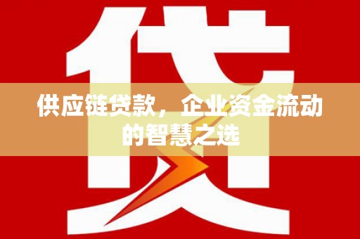 松山供应链贷款，企业资金流动的智慧之选