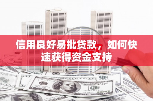 松山信用良好易批贷款，如何快速获得资金支持
